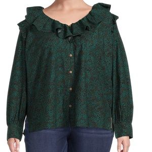 Terra and Sky Women's Plus Size Long Sleeve Ruffle Top